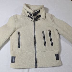 AINEA Cream Moto Jacket with Buckle And Zipper Accents Size EU 36